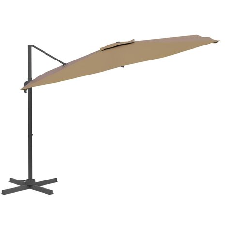 Zweefparasol met aluminium paal 300x300 cm taupe 3