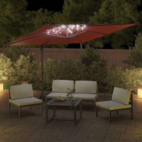 Zweefparasol met LED-verlichting 400x300 cm terracottakleurig 3