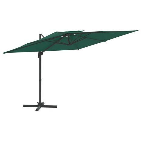 Zweefparasol met dubbele bovenkant 400x300 cm groen 2