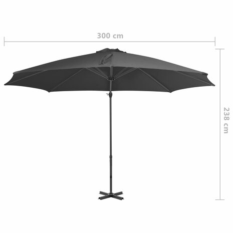 Zweefparasol met aluminium paal 300 cm antraciet 8