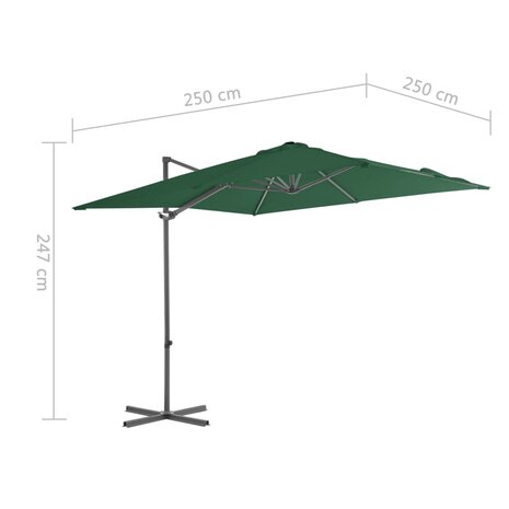 Zweefparasol met stalen paal 250x250 cm groen 9