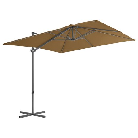 Zweefparasol met stalen paal 250x250 cm taupe 2