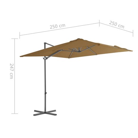 Zweefparasol met stalen paal 250x250 cm taupe 9