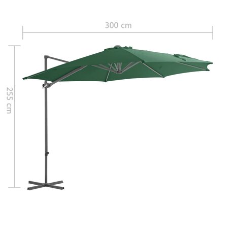 Zweefparasol met stalen paal 300 cm groen 9