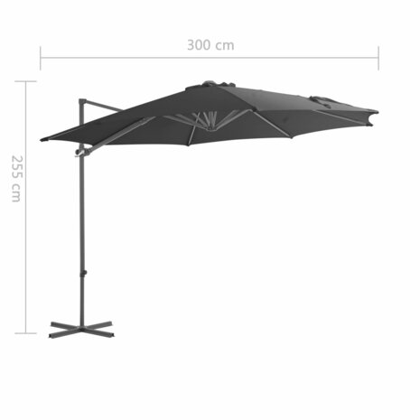 Zweefparasol met stalen paal 300 cm antraciet 9