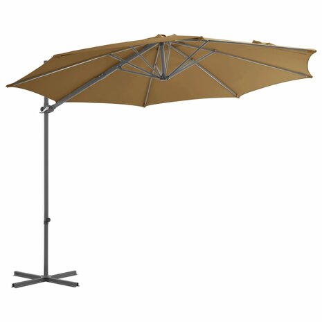 Zweefparasol met stalen paal 300 cm taupe 2