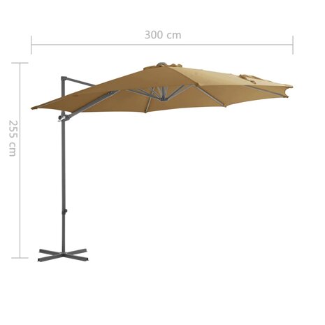 Zweefparasol met stalen paal 300 cm taupe 9