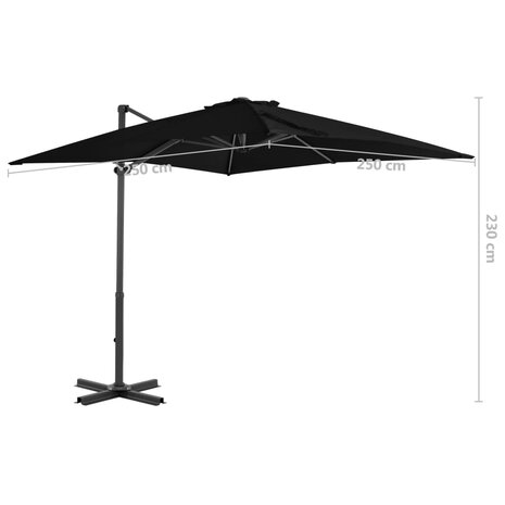 Zweefparasol met aluminium paal 250x250 cm zwart 8