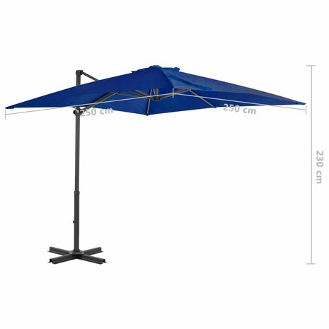 Zweefparasol met aluminium paal 250x250 cm azuurblauw 6