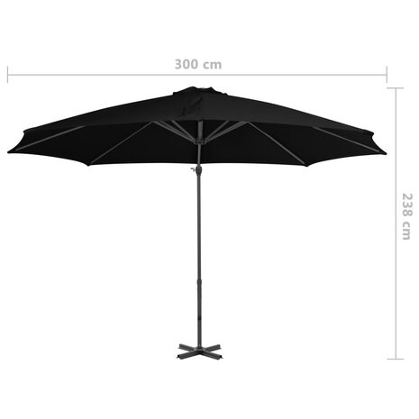 Zweefparasol met aluminium paal 300 cm zwart 8