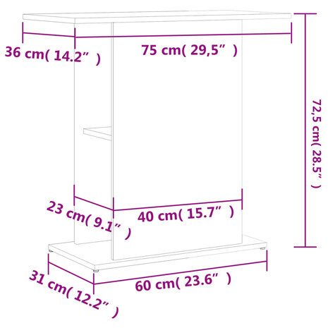 Aquariumstandaard 75x36x72,5 cm bewerkt hout wit 8