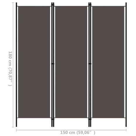 Kamerscherm met 3 panelen 150x180 cm antraciet 6