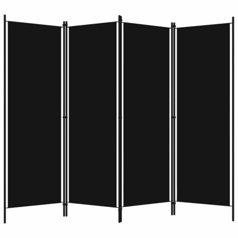 Kamerscherm met 4 panelen 200x180 cm zwart 2