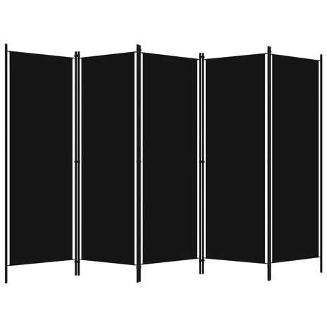 Kamerscherm met 5 panelen 250x180 cm zwart 2