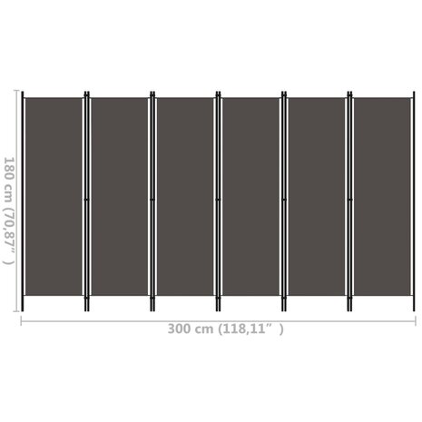 Kamerscherm met 6 panelen 300x180 cm antraciet 6