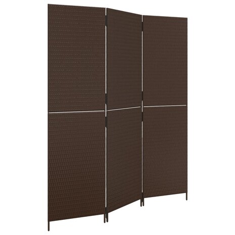 Kamerscherm 3 panelen poly rattan bruin 2