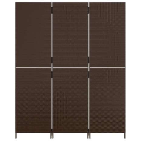 Kamerscherm 3 panelen poly rattan bruin 5