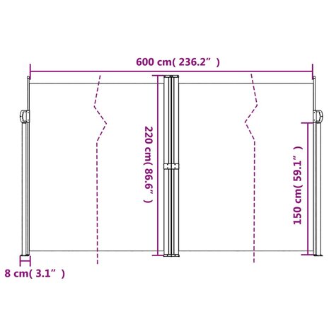 Windscherm uittrekbaar 220x600 cm bruin 10