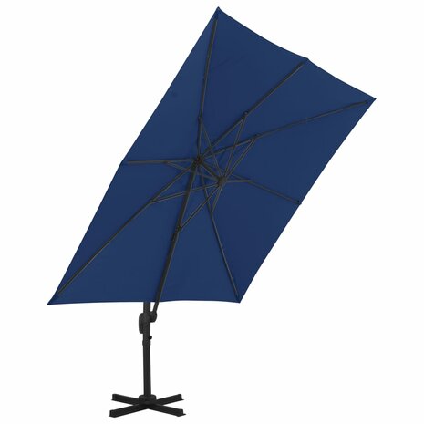 Zweefparasol met aluminium paal 3x3 m azuurblauw 3