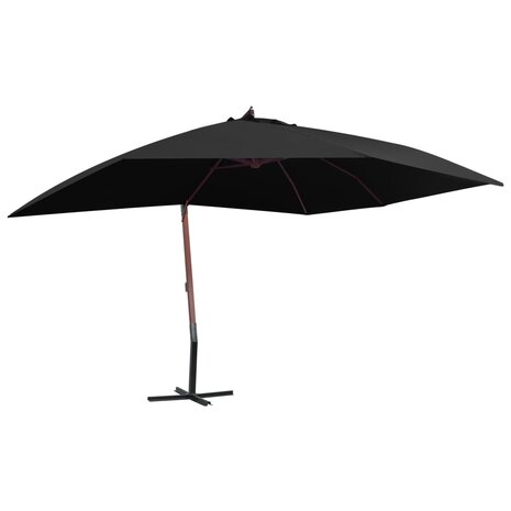 Zweefparasol met houten paal 400x300 cm zwart 1