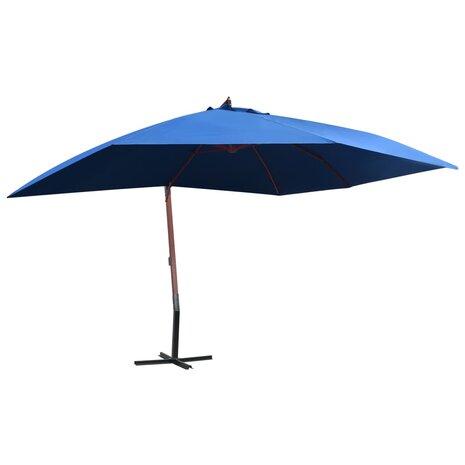 Zweefparasol met houten paal 400x300 cm blauw 1