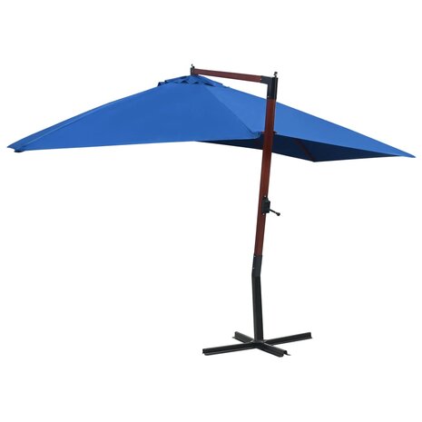 Zweefparasol met houten paal 400x300 cm blauw 3