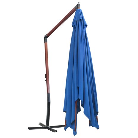 Zweefparasol met houten paal 400x300 cm blauw 4