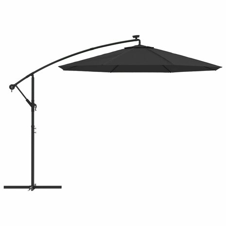 Zweefparasol met LED-verlichting en stalen paal 300 cm zwart 4