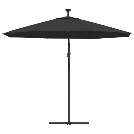 Zweefparasol met LED-verlichting en stalen paal 300 cm zwart 7