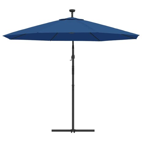 Zweefparasol met LED-verlichting en stalen paal 300 cm blauw 7