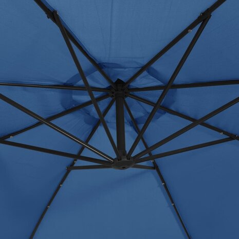 Zweefparasol met LED-verlichting en stalen paal 300 cm blauw 9