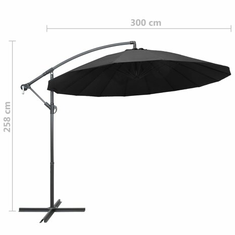 Zweefparasol met aluminium paal 3 m antraciet 9