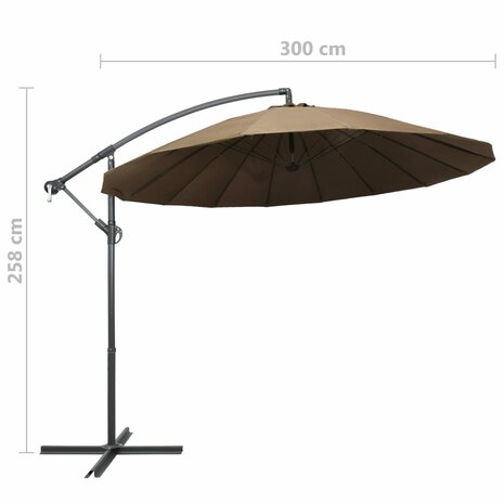 Zweefparasol met aluminium paal 3 m taupe 9