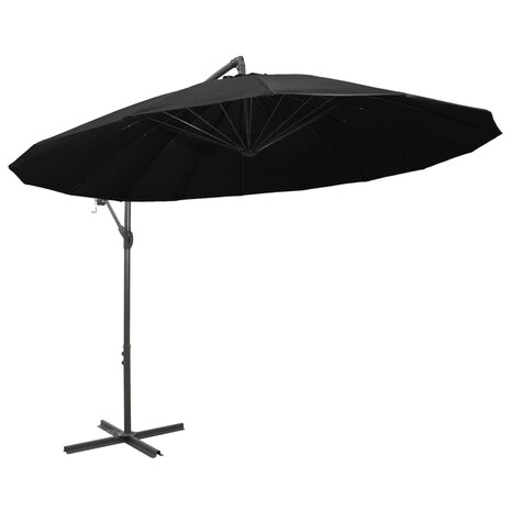 Zweefparasol met aluminium paal 3 m zwart 2