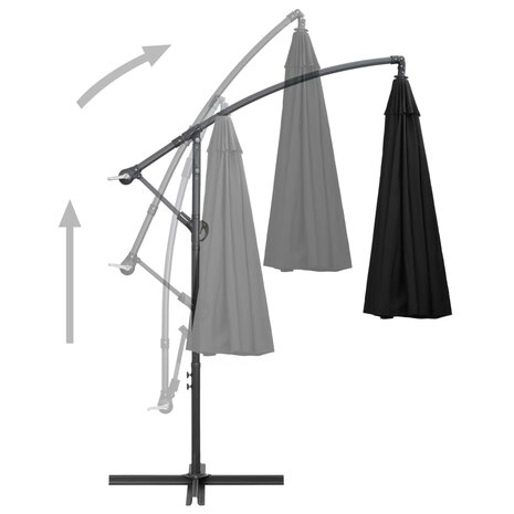 Zweefparasol met aluminium paal 3 m zwart 4