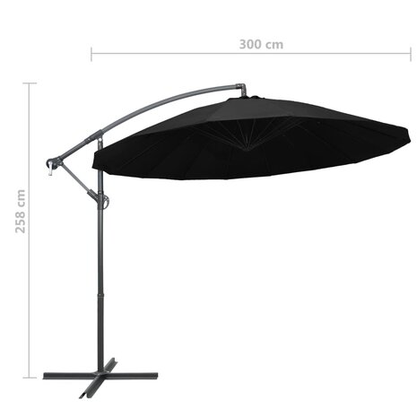 Zweefparasol met aluminium paal 3 m zwart 9