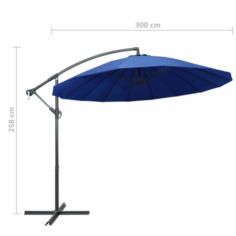 Zweefparasol met aluminium paal 3 m blauw 8