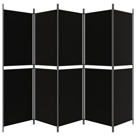 Kamerscherm met 5 panelen 250x180 cm stof zwart 4