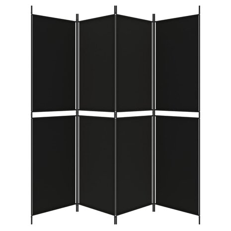 Kamerscherm met 4 panelen 200x200 cm stof zwart 4