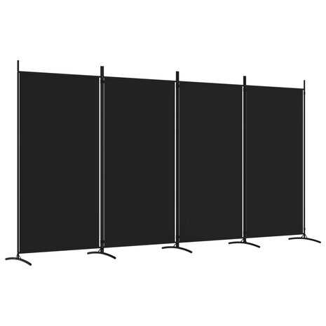 Kamerscherm met 4 panelen 346x180 cm stof zwart 2