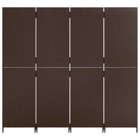 Kamerscherm 4 panelen poly rattan bruin 5