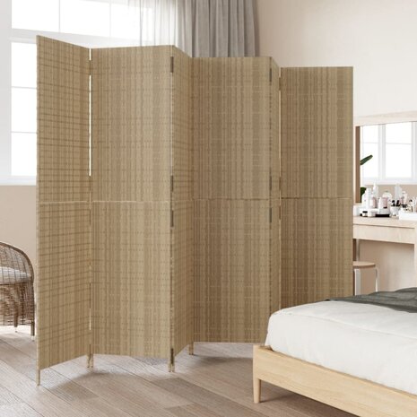 Kamerscherm 6 panelen poly rattan beige 3