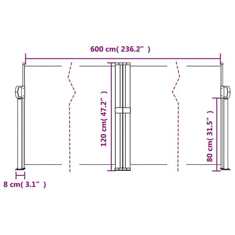 Windscherm uittrekbaar 120x600 cm wit 10