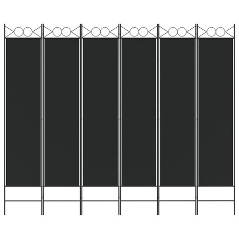 Kamerscherm met 6 panelen 240x200 cm stof zwart 3