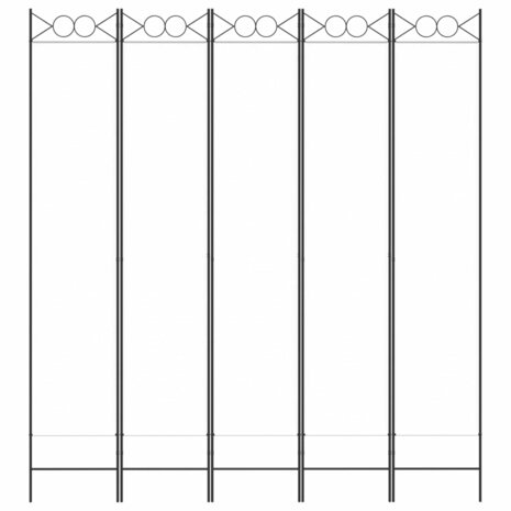 Kamerscherm met 5 panelen 200x220 cm stof wit 3