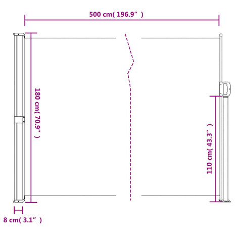 Windscherm uittrekbaar 180x500 cm wit 10