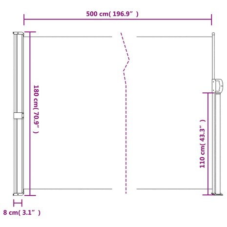 Windscherm uittrekbaar 180x500 cm antracietkleurig 10