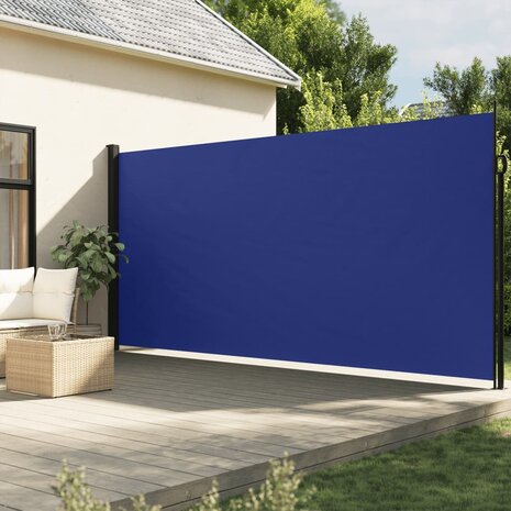 Windscherm uittrekbaar 200x500 cm blauw 1