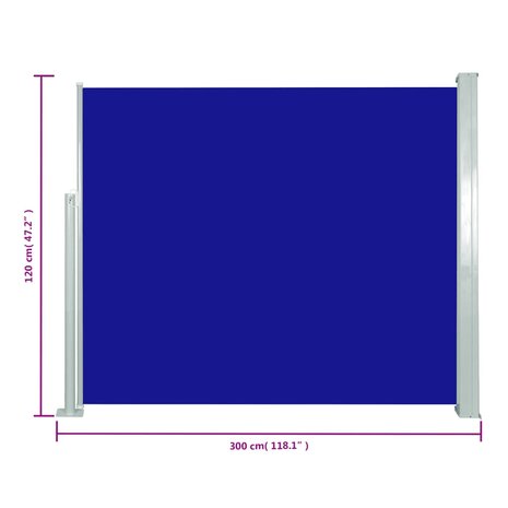 Windscherm uittrekbaar 120x300 cm blauw 7