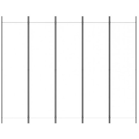 Kamerscherm met 5 panelen 250x200 cm stof wit 3